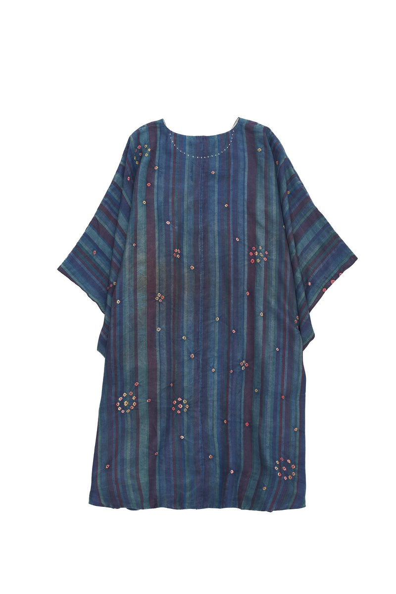 Indigo Bandhani Silk Draped Dress