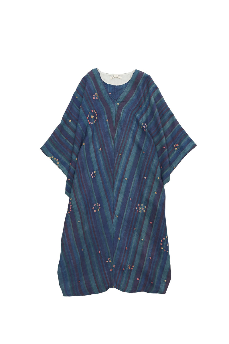 Indigo Bandhani Silk Draped Dress
