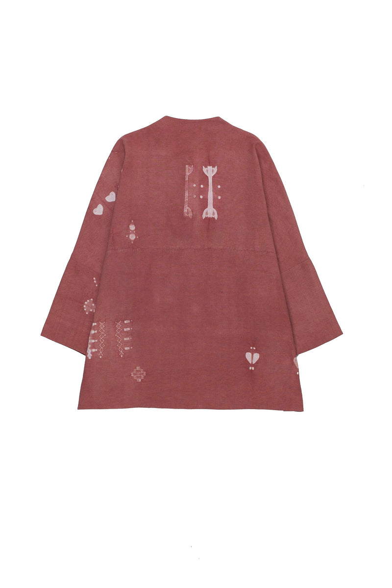 Chalk Pink Shibori Fine Cotton Oversized Jacket