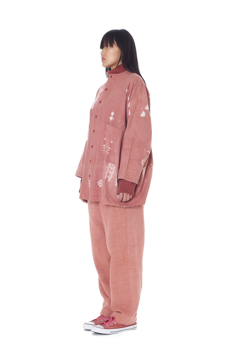 Chalk Pink Shibori Fine Cotton Oversized Jacket