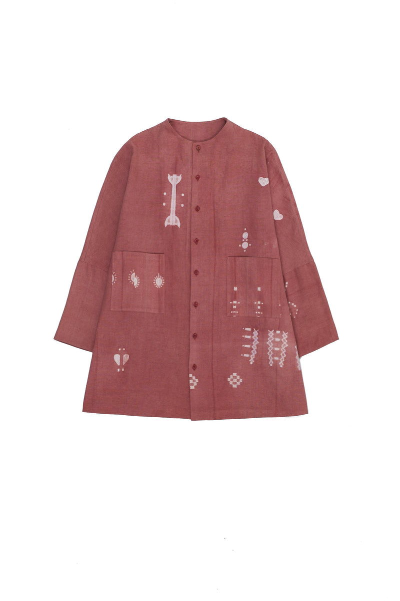 CHALK PINK SHIBORI FINE COTTON OVERSIZED JACKET