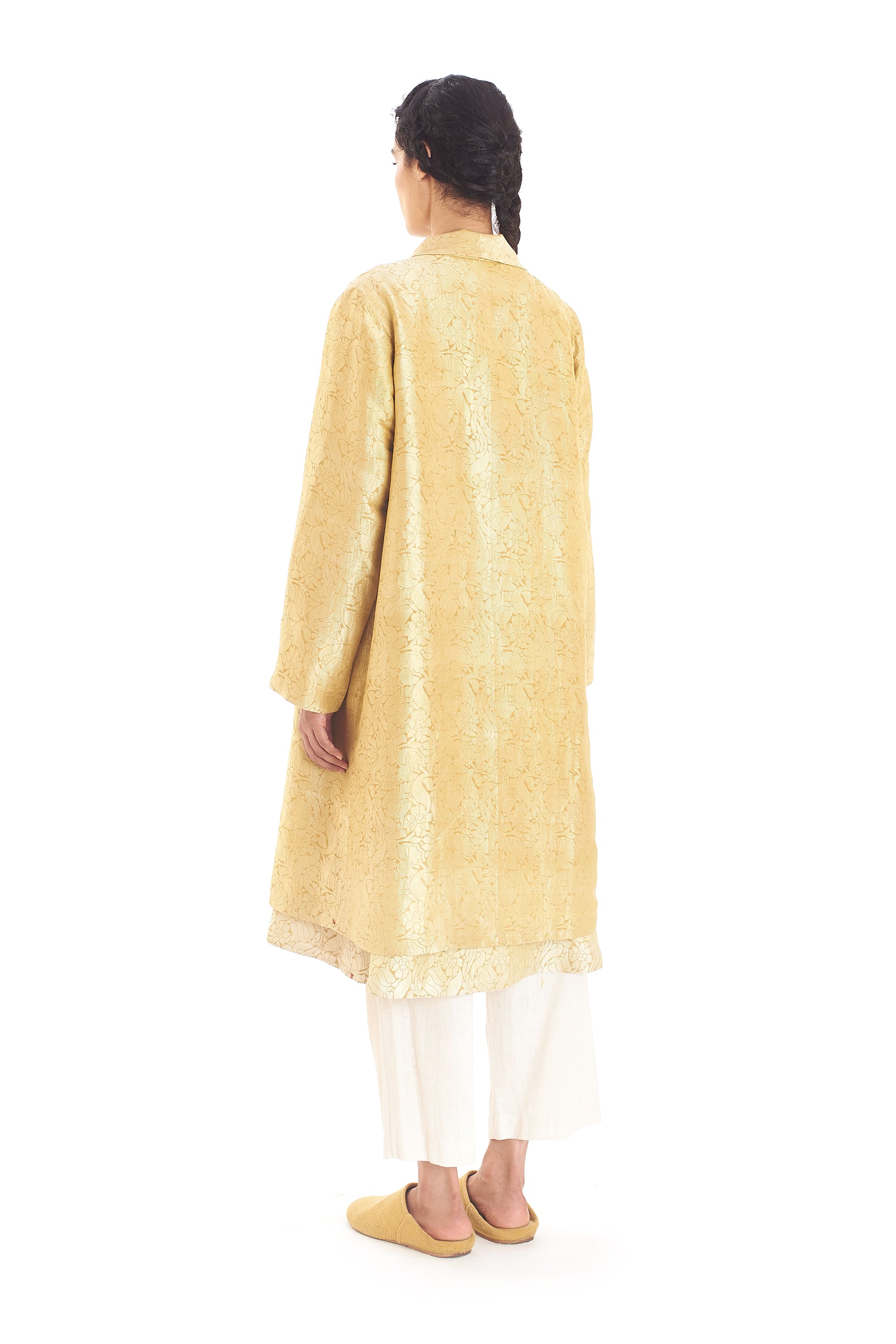 OCHRE YELLOW SILK SHAWL JACKET