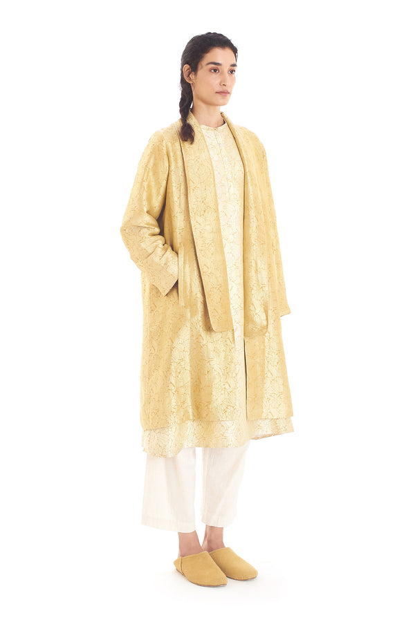 OCHRE YELLOW SILK SHAWL JACKET