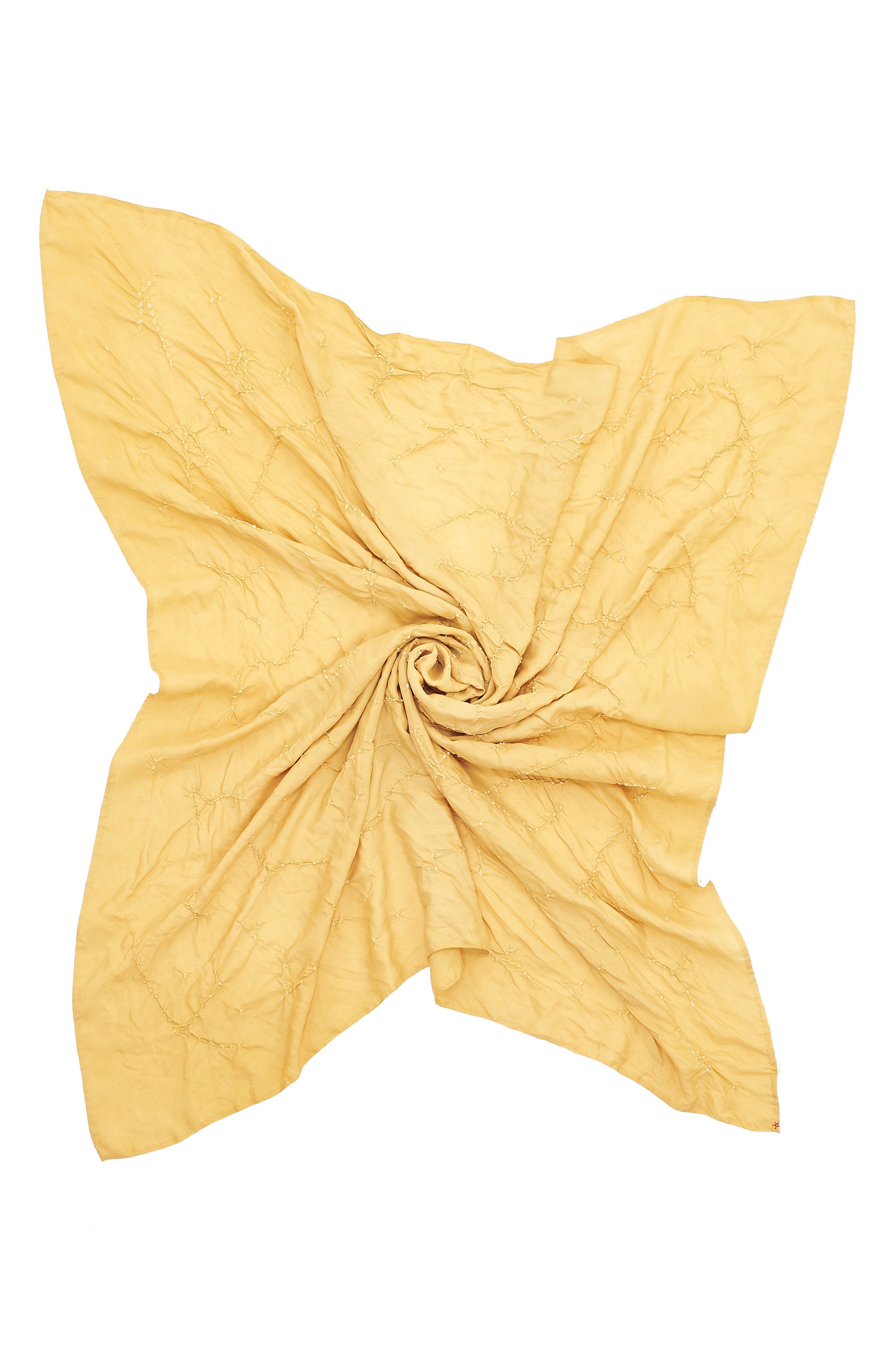 OCHER YELLOW SILK WITH BANDHANI SCARF