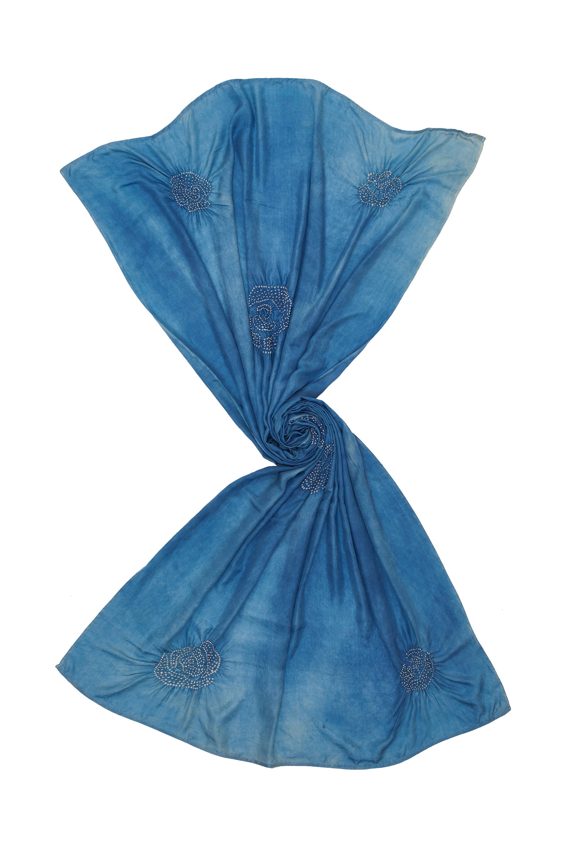 INDIGO DYED SILK BANDHANI SHAWL